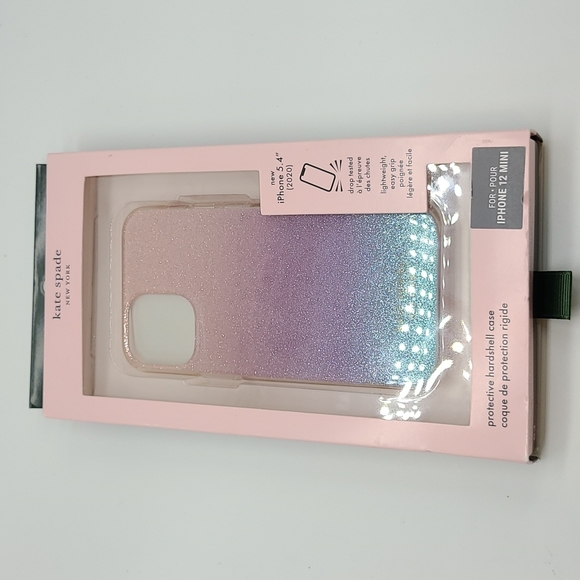 Kate Spade Hardshell Case iPhone 12 Mini Ombre Glitter Pink Purple Bling NEW - Picture 1 of 2